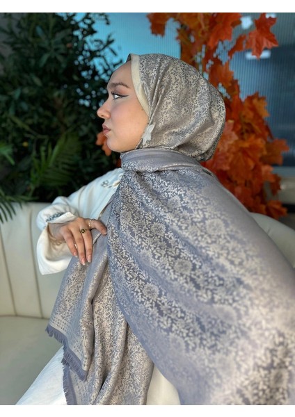 Vavscarfs Mihri Etnik Desen Kaşmir Şal Gri