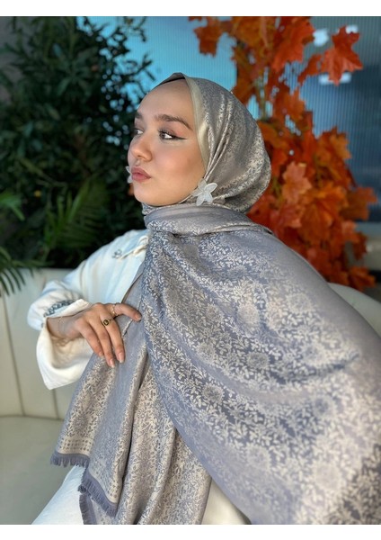 Vavscarfs Mihri Etnik Desen Kaşmir Şal Gri fiyatları