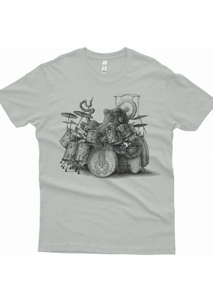 Baterist Ahtapot Tasarım Baskılı Pamuk T-Shirt