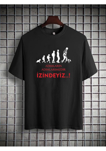 Atatürk Izindeyiz Tasarım Baskılı Siyah T- Shirt
