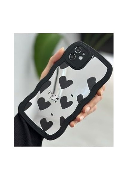 Aksesuar Iphone 11 ile Uyumlu Aynalı Siyah Kalp Tasarım Dalgalı Kenar Darbe Önleyici Silikon Kılıf fiyatları