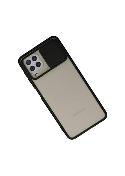 Samsung Galaxy A22 Kılıf Lens Sürgülü Mat Silikon Palm - Siyah modelleri