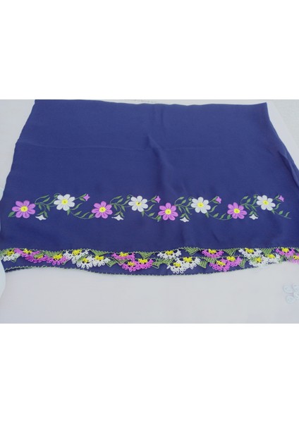 El Emeği Nakış Işlemeli Iğne Oyalı Namaz Örtüsü Çeyizlik Mevlit Başörtüsü Krep Kumaş 145X75 cm