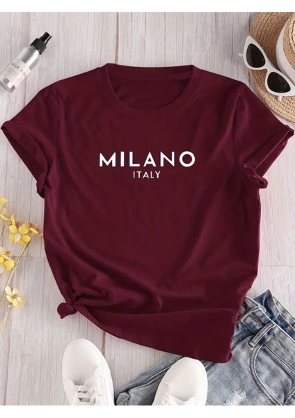 Milano Italy Baskılı Kadın T-Shirt
