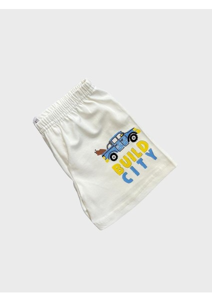 Erkek Çocuk Pamuklu Araba Desenli Beyaz Atlet Boxer Takımı modelleri