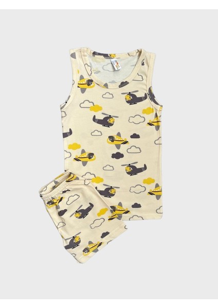 Erkek Çocuk Pamuklu Helikopter Bulut Desenli Atlet Boxer Takımı fiyatları