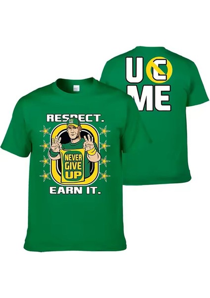 John Cena Uc Me Never Give Up Baskılı Pamuk T-Shirt