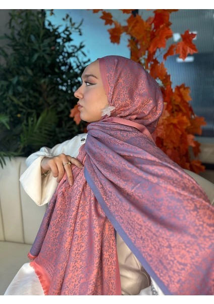 Vavscarfs Mihri Etnik Desen Kaşmir Şal Şeker Pembe