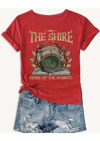 The Shire Hobbits Baskılı Kadın Pamuk T-Shirt