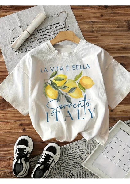 La Vita E Bella Sorrento Baskılı Kadın T-Shirt