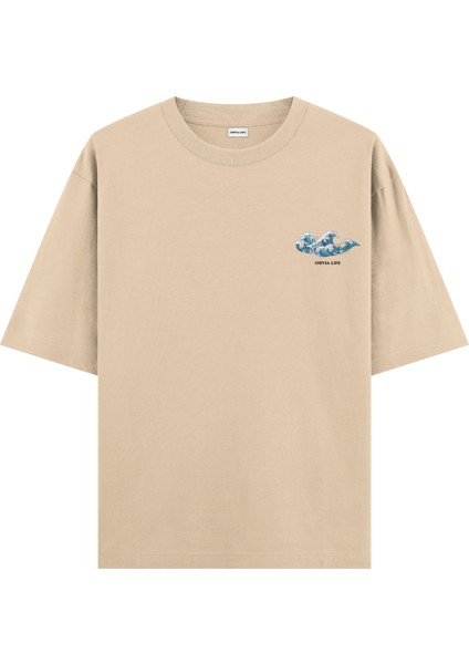 Wave - Oversize T-Shirt Krem