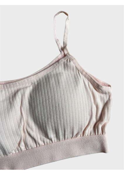Kız Çocuk %100 Hakiki Pamuk Ince Askılı Pudra Renk Esnek Içi Süngerli Fitilli Yarım Atlet Büstiyer modelleri