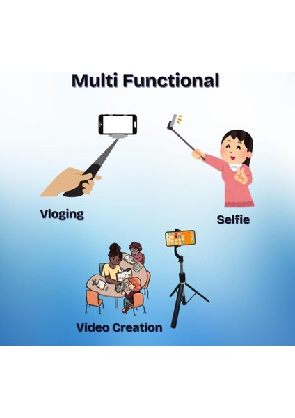 iPhone 15 Uyumlu R1-L Mini Tripod Selfie Stick 3 In 1 fırsatları