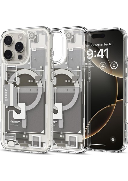 iPhone 16 Pro Ince Magsafe Kılıf Ultra Hybrid Sararma Karşıtı Duraclear™ Hava Kanalı Teknolojisi™ Askeri Sınıf Koruma Magfit Zero One Natural Titanium Tasarım Kapak - ACS08137