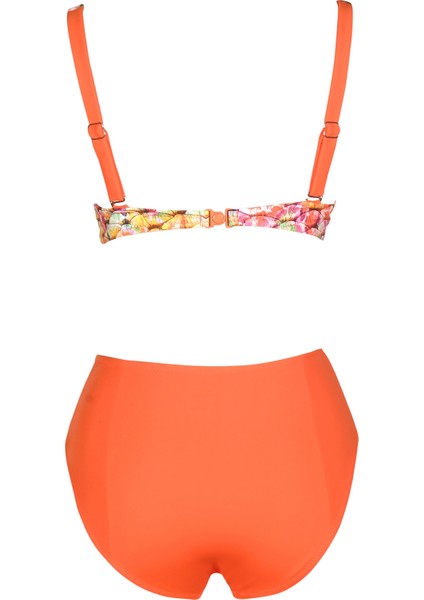 Beria Kadın Turuncu Desenli Toparlayıcı Askılı Bikini Takımı fiyatları