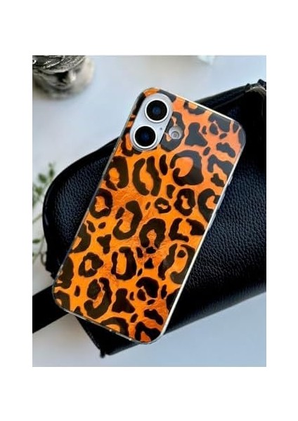 Aksesuar Iphone 16 Uyumlu Parlak Leopar Tasarımlı Silikon Kılıf - Kahverengi modelleri