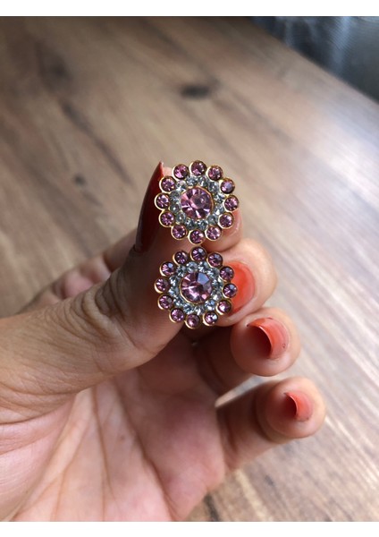 El Yapımı Işıltılı Küpe - Pembe/Gold