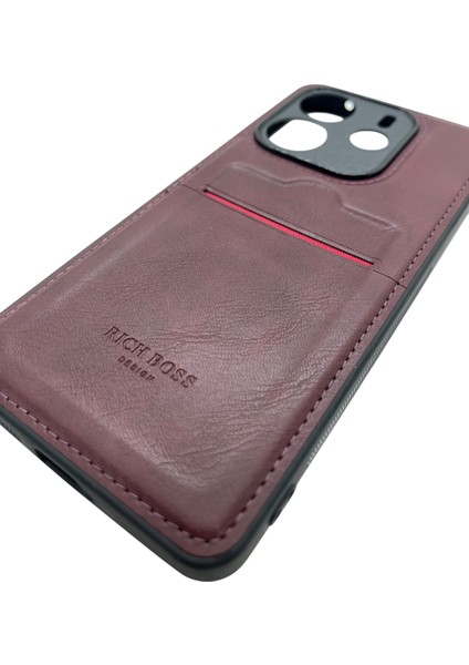 Redmi Note 14 4g Kartlıklı Rich Boss Lüx Deri Kılıf Koyu Kırmızı modelleri