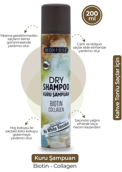 Kuru Şampuan Biotin Collagen 200 ml - Kahverengi Saçlar - Mrfs