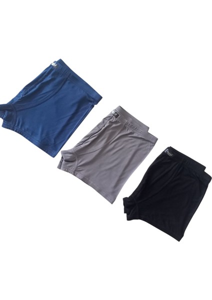 Bamboo Boxer Pamuklu Cotton Modal Elasten 3'lü Ekonomik Paket Siyah-Gri-Lacivert Ekstra Esnek Yumuşak Slim Fit Babx1-4 indirimleri
