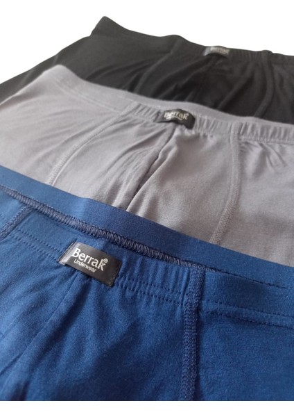 Bamboo Boxer Pamuklu Cotton Modal Elasten 3'lü Ekonomik Paket Siyah-Gri-Lacivert Ekstra Esnek Yumuşak Slim Fit Babx1-4