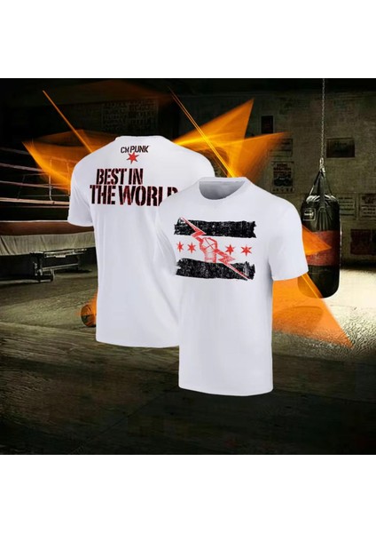 cm Punk Hell Froze Over Baskılı Pamuk T-Shirt