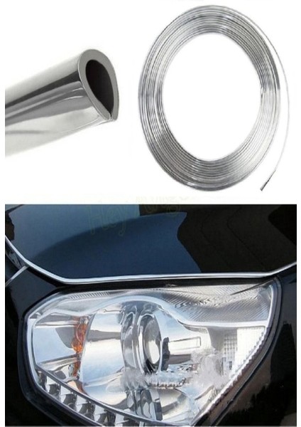 Nikelej 3 Metre x 7mm U Tipi Kendinden Yapışkanlı Nikelaj Kapı Bagaj ve Panjur Şeridi Kapı Fitili fırsatları