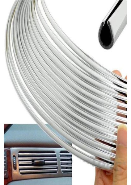 Nikelej 3 Metre x 7mm U Tipi Kendinden Yapışkanlı Nikelaj Kapı Bagaj ve Panjur Şeridi Kapı Fitili indirimleri