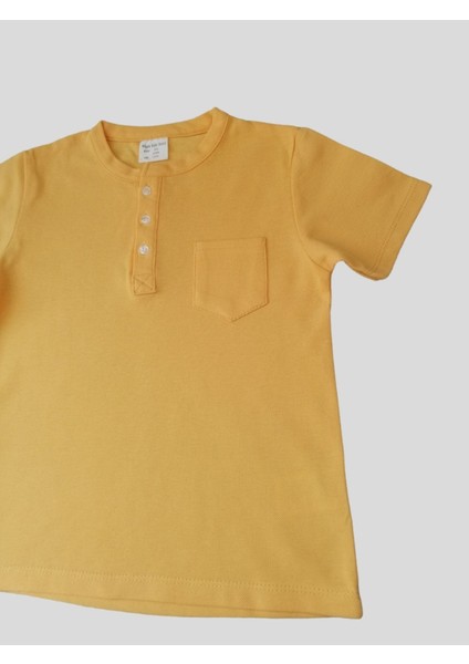 Erkek Çocuk %100 Pamuklu Sarı Cepli Düğmeli Kısa Kollu Tshirt indirimleri