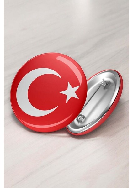 20 Adet Türk Bayrağı Rozet, Türkiye Rozeti, Öğrenci Rozeti 58 mm