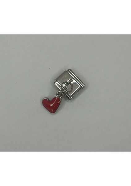 Badelis Çelik Silver Renk Kırmızı Kalp Figürlü Charm