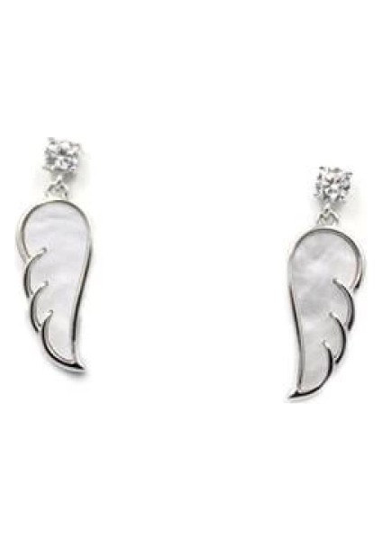 Gümüş Iğneli Melek Kanadı Küpe - Gümüş