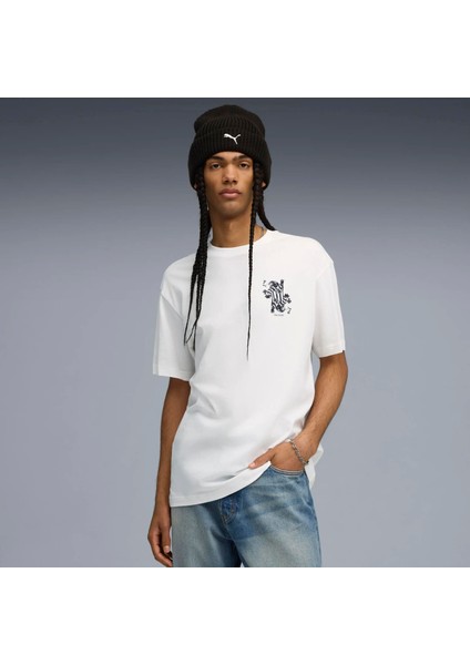 Erkek Beyaz Puma Graphıc Card Play Tee Beyaz Erkek T-Shirt