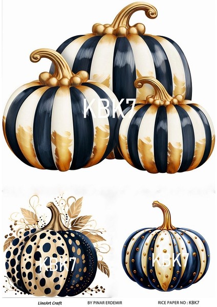 Kabak Serisi Halloween, Kabak, Pumpkin Kbk7 Pirinç Dekopaj 30*42 cm