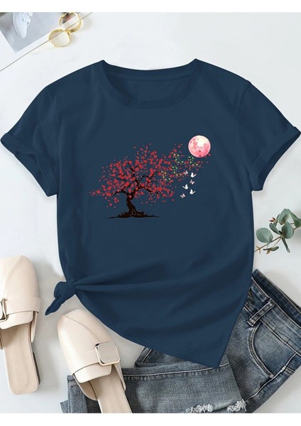 Sakura & Kelebek Temalı Kadın T-Shirt