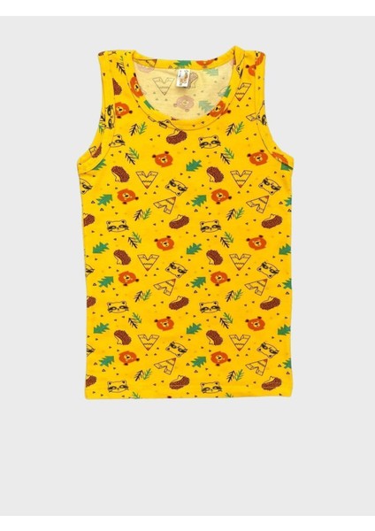 Erkek Çocuk Pamuklu Sarı Ayıcık Desenli Atlet Boxer Takımı modelleri