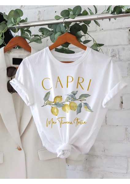 Capri Mar Tirreno Baskılı Kadın T-Shirt