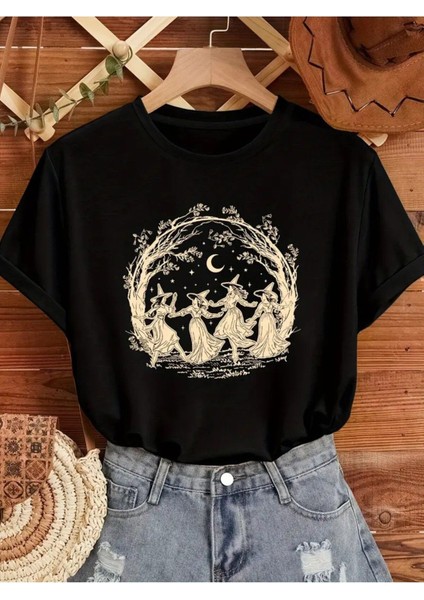Cadılar Birliği Baskılı Kadın Pamuk T-Shirt