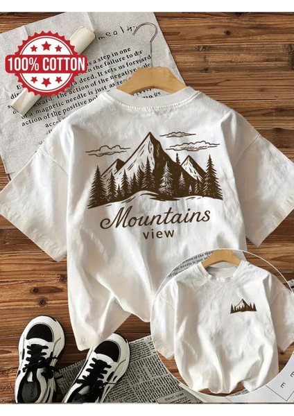 Mountain Baskılı Kadın Pamuk T-Shirt