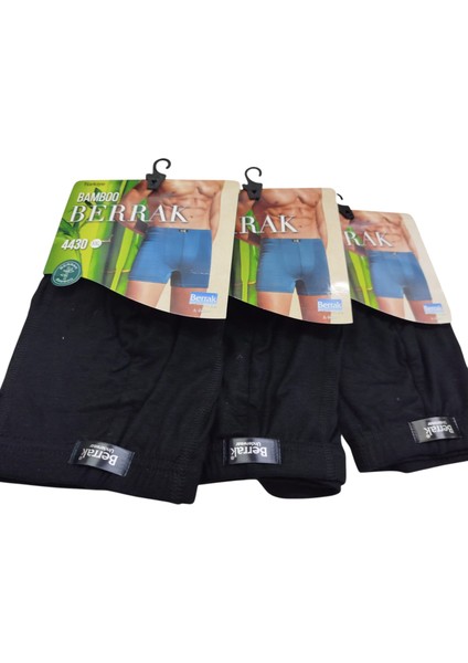 Bamboo Boxer Pamuklu Cotton Modal Elasten 3'lü Ekonomik Paket Siyah Ekstra Esnek Yumuşak Slim Fit Babx1-1