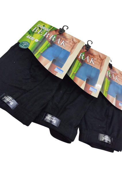Bamboo Boxer Pamuklu Cotton Modal Elasten 3'lü Ekonomik Paket Siyah Ekstra Esnek Yumuşak Slim Fit Babx1-1