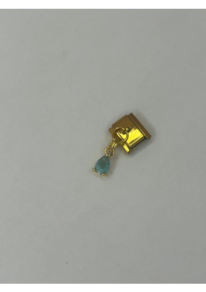 Badelis Çelik Gold Renk Küçük Damla Model Mavi Taşlı Charm fiyatları