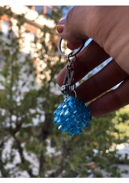 El Yapımı Boncuk Küp Anahtarlık - Yeşil/Mavi/Beyaz modelleri