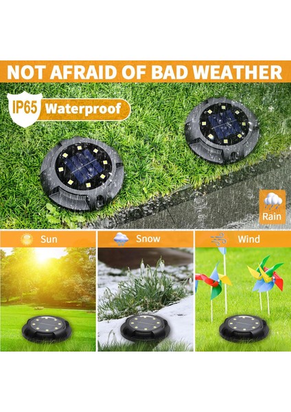 4'lü Solar Panelli Kazıklı Zemin Solar Ledi 8+4 LED Gün Işığı