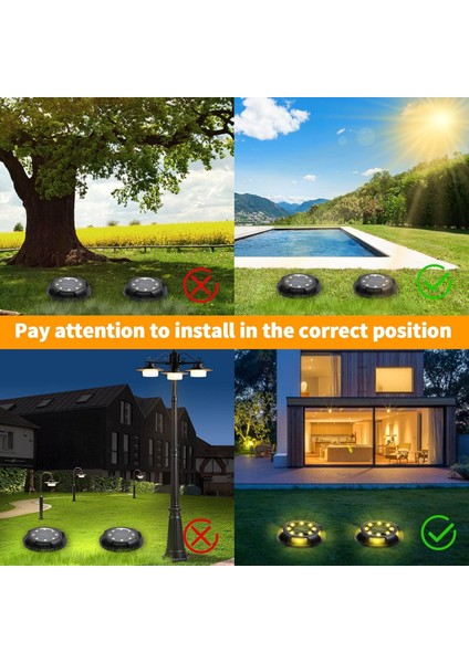 4'lü Solar Panelli Kazıklı Zemin Solar Ledi 8+4 LED Gün Işığı