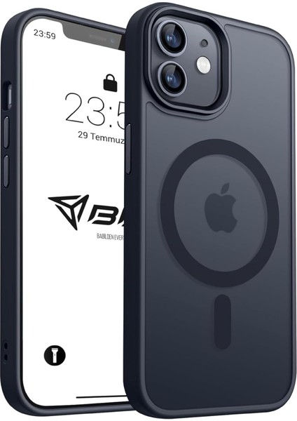 iPhone Için Kılıf Kamera Korumalı Magsafe Wireless Şarj Özellikli Mat Şeffaf Renkli Kılıf (Iphone 11 Siyah)