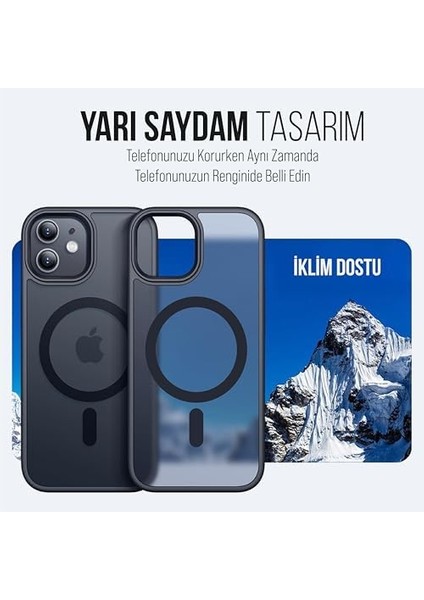 iPhone Için Kılıf Kamera Korumalı Magsafe Wireless Şarj Özellikli Mat Şeffaf Renkli Kılıf (Iphone 11 Siyah) fiyatları