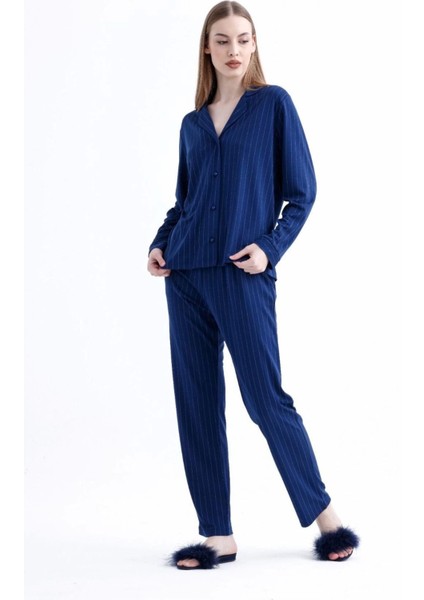 Espuar 775 Kadın Çizgili Penye Pijama Takımı
