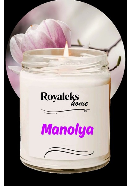Doğal Özel Seri Kokulu Dekoratif Kavanoz Mum 210 cc - Manolya Esansı - Ryl