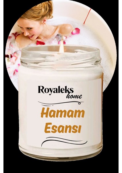 Doğal Özel Seri Kokulu Dekoratif Kavanoz Mum 210 cc - Hamam Esansı - Ryl